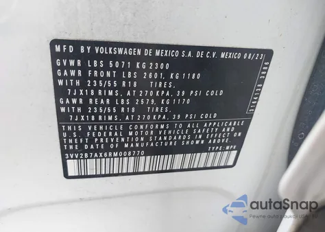 2024 Volkswagen Tiguan 2.0T Se/2.0T Wolfsburg Edition from USA, damaged, VIN 3VV2B7AX6RM008770